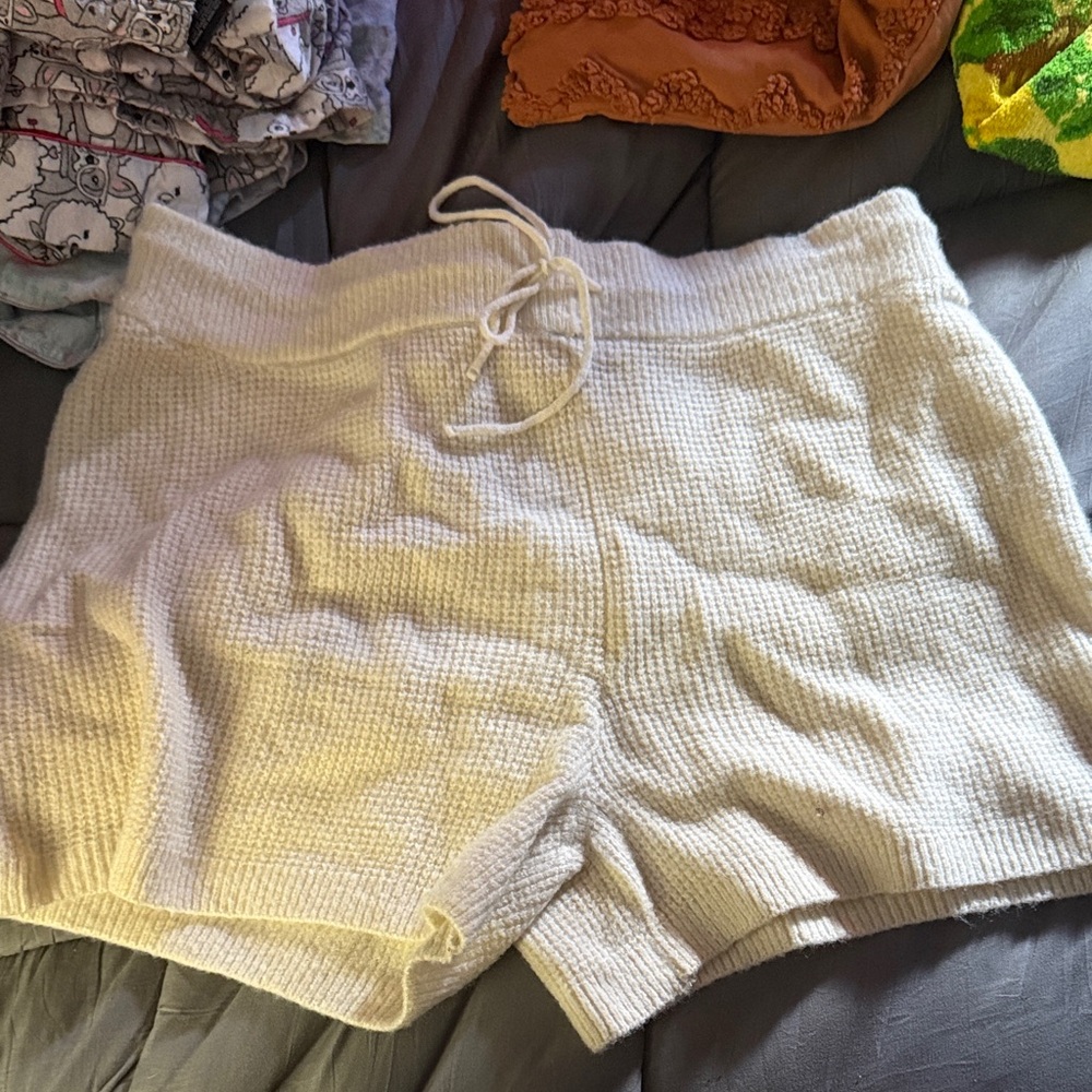 Soft Knit Cream Pajama Shorts